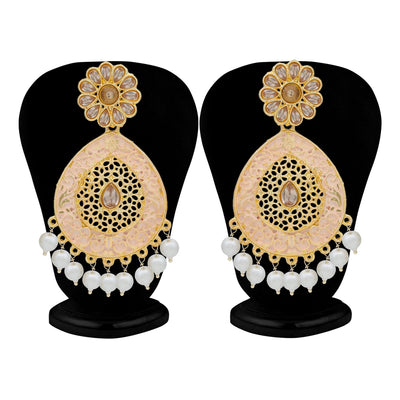 Sukkhi Dazzling LCT Gold Plated Mint Collection Pearl Dangle Earring For Women