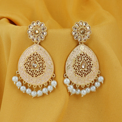 Sukkhi Dazzling LCT Gold Plated Mint Collection Pearl Dangle Earring For Women