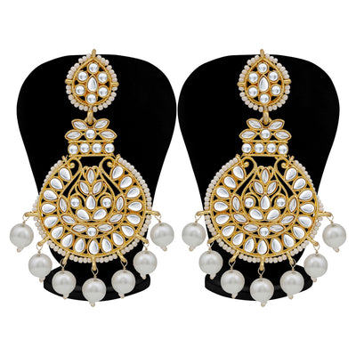 Sukkhi Gleaming Pearl Gold Plated Kundan Chandbali Earring for Women