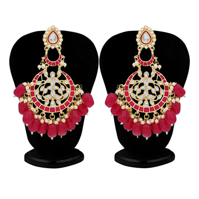 Sukkhi Amazing Pearl Gold Plated Kundan Meenakari Chandbali Earring For Women