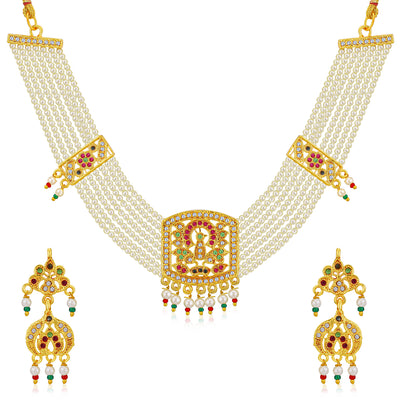 Sukkhi Fabulous Gold Plated Pearl Neckalce Set for Women