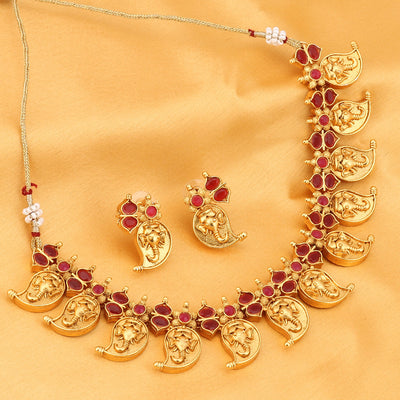 Sukkhi Elegant Ganesha Gold Plated Necklace Set for Women