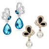 Sukkhi Fancy Rhodium and Gold Plated Crystal Butterfly Drop Earring Combo For Women