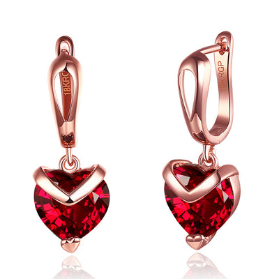 Sukkhi Classy Rhodium and Rose Gold Plated Crystal Heart Dangle Earring Combo For Women