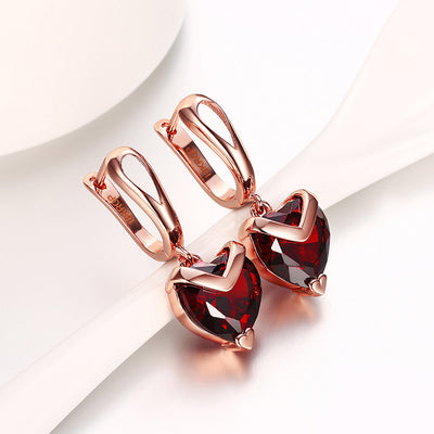 Sukkhi Classy Rhodium and Rose Gold Plated Crystal Heart Dangle Earring Combo For Women