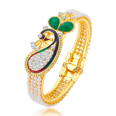 Sukkhi Glorious Gold Plated Pearl Peacock Meenakari Jewellery Combo for Women