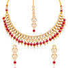 Sukkhi Astonish Gold Plated Maroon Pearl & Kundan Choker Necklace Set for Women