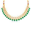 Sukkhi Glitzy Gold Plated Green Pearl & Kundan Choker Necklace Set for Women