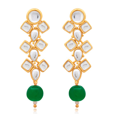 Sukkhi Delicate Gold Plated Green Pearl & Kundan Choker Necklace Set for Women