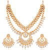 Sukkhi Glorious Gold Plated Pearl & Kundan Multi-String Necklace Set for Women