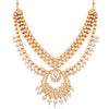 Sukkhi Glorious Gold Plated Pearl & Kundan Multi-String Necklace Set for Women