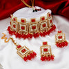 Sukkhi Classic Gold Plated Pink Pearl & Kundan Choker Necklace Set for Women