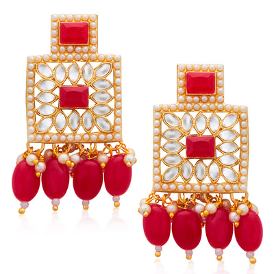 Sukkhi Classic Gold Plated Pink Pearl & Kundan Choker Necklace Set for Women