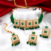 Sukkhi Delightful Gold Plated Green Pearl & Kundan Choker Necklace Set for Women