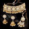 Sukkhi Glittery Gold Plated Pearl & Kundan Choker Necklace Set for Women