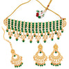 Sukkhi Stunning Gold Plated Green Pearl & Kundan Choker Necklace Set for Women