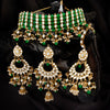Sukkhi Stunning Gold Plated Green Pearl & Kundan Choker Necklace Set for Women