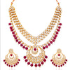 Sukkhi Glorious Gold Plated Pearl & Kundan Multi-String Necklace Set for Women