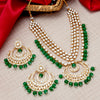 Sukkhi Glorious Gold Plated Pearl & Kundan Multi-String Necklace Set for Women