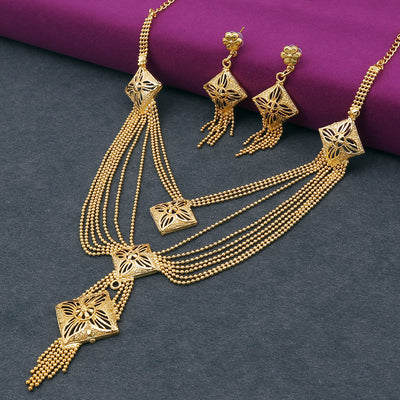 Sukkhi Glorious 24 Carat Gold Plated Multi-String Necklace Set for Women