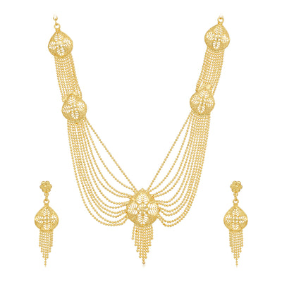 Sukkhi Gleaming 24 Carat Gold Plated Multi-String Necklace Set for Women