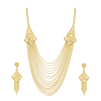 Sukkhi Ethnic 24 Carat Gold Plated Multi-String Necklace Set for Women