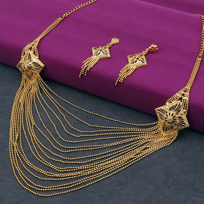 Sukkhi Ethnic 24 Carat Gold Plated Multi-String Necklace Set for Women
