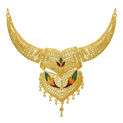 Sukkhi Amazing 24 Carat Gold Plated Meenakari Choker Necklace Set for Women