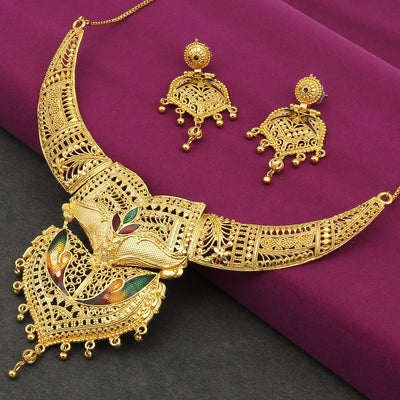 Sukkhi Amazing 24 Carat Gold Plated Meenakari Choker Necklace Set for Women