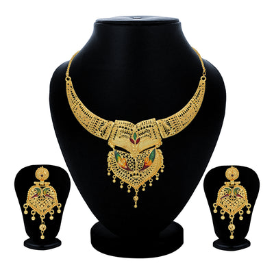 Sukkhi Amazing 24 Carat Gold Plated Meenakari Choker Necklace Set for Women