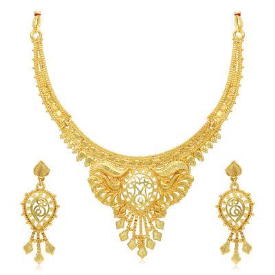 Sukkhi Graceful 24 Carat Gold Plated Choker Necklace Set for Women