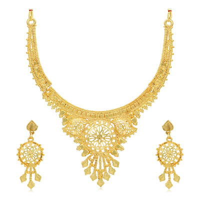 Sukkhi Splendid 24 Carat Gold Plated Choker Necklace Set for Women