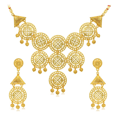 Sukkhi Fancy 24 Carat Gold Plated Choker Necklace Set for Women