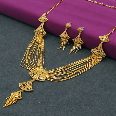 Sukkhi Beautiful 24 Carat Gold Plated Multi-String Necklace Set for Women