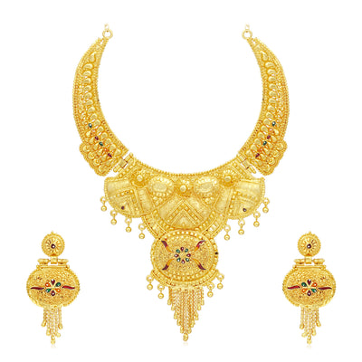 Sukkhi Lovely 24 Carat Gold Plated Meenakari Choker Necklace Set for Women