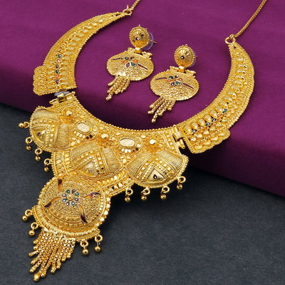 Sukkhi Lovely 24 Carat Gold Plated Meenakari Choker Necklace Set for Women