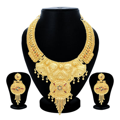 Sukkhi Lovely 24 Carat Gold Plated Meenakari Choker Necklace Set for Women