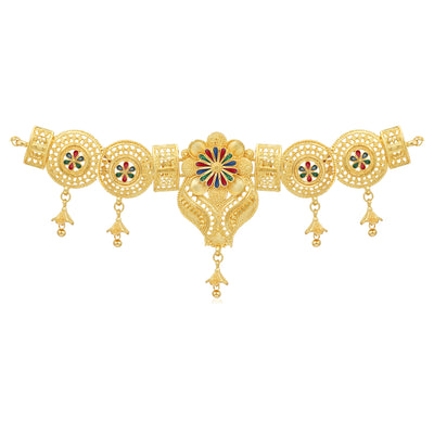 Sukkhi Amazing 24 Carat Gold Plated Floral Meenakari Choker Necklace Set for Women