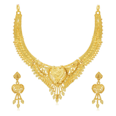 Sukkhi Glistening 24 Carat Gold Plated Choker Necklace Set for Women