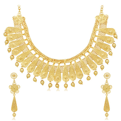 Sukkhi Elegant 24 Carat Gold Plated Floral Choker Necklace Set for Women