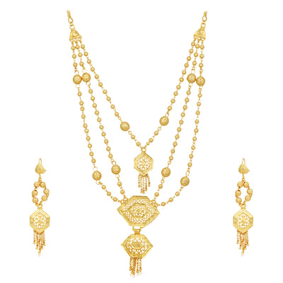 Sukkhi Splendid 24 Carat Gold Plated Multi-String Necklace Set for Women