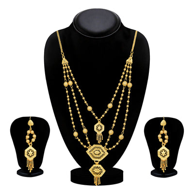 Sukkhi Splendid 24 Carat Gold Plated Multi-String Necklace Set for Women