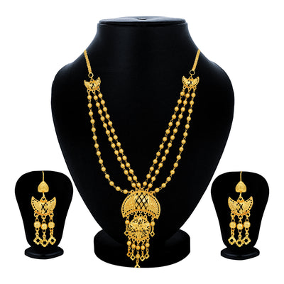 Sukkhi Marvelous 24 Carat Gold Plated Multi-String Necklace Set for Women