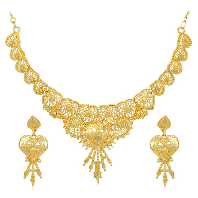 Sukkhi Glossy 24 Carat Gold Plated Choker Necklace Set for Women