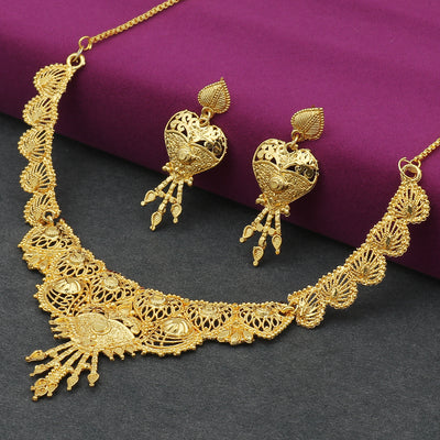 Sukkhi Glossy 24 Carat Gold Plated Choker Necklace Set for Women