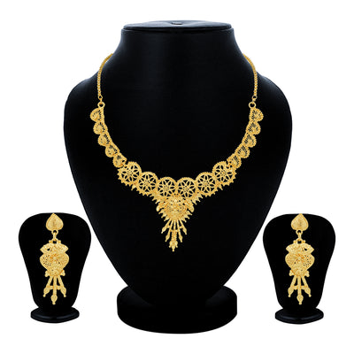 Sukkhi Classic 24 Carat Gold Plated Choker Necklace Set for Women