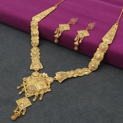 Sukkhi Ethnic 24 Carat Gold Plated Long Haram Necklace Set for Women