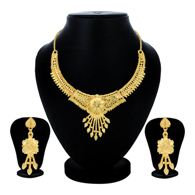 Sukkhi Awesome 24 Carat Gold Plated Floral Choker Necklace Set for Women