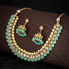 Sukkhi Marvelous Gold Plated Light Blue Pearl Choker Necklace Set for Women