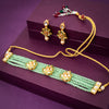 Sukkhi Lovely Gold Plated Light Blue Pearl & Kundan Choker Necklace Set for Women